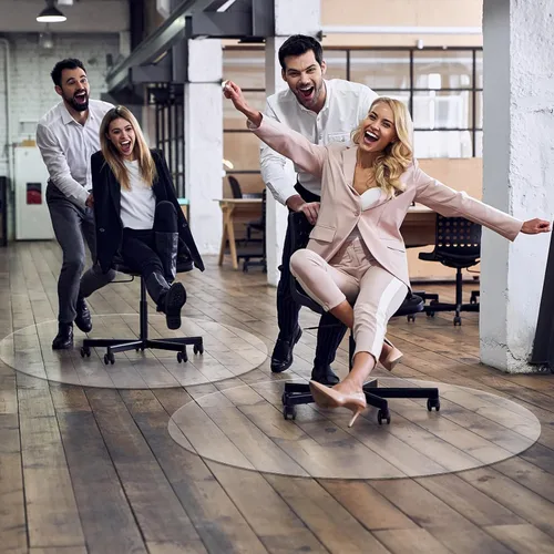 Vista 8 de WASJOYE Tapete para silla de oficina para suelo duro, 36 pulgadas, redondo, transparente, protector de suelo duro, tapete para el hogar, tapete