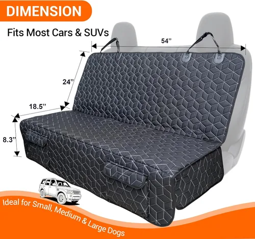 Vista 5 de Meginc Fundas de asiento de automóvil para SUV, funda impermeable para asiento trasero de perro resistente y antideslizante, fundas de asiento