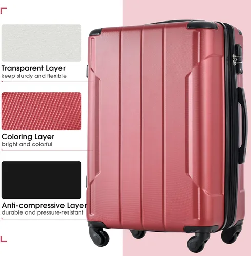 Vista 3 de Merax Maleta giratoria ligera expandible de 3 piezas con protectores de esquina