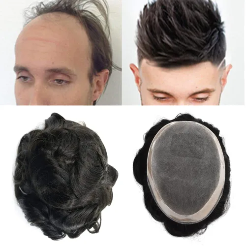 Toupee - Sistema de reemplazo de piezas de cabello humano real, unidades de cabello humano real, parche de cabello tipo tupé, pieza de cabello para