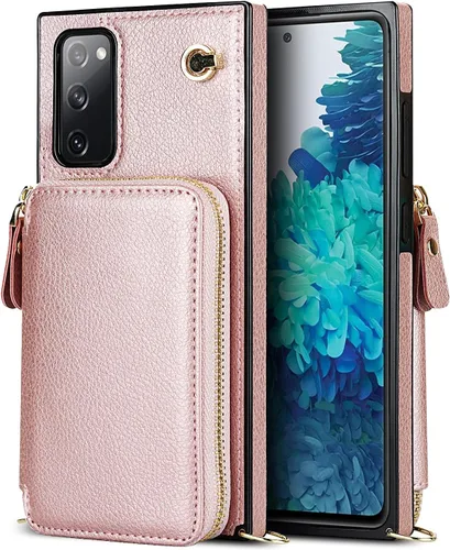 Vista 9 de Asuwish Funda de teléfono para Samsung Galaxy S20 FE 5G de 6.5 pulgadas con protector de pantalla y soporte para tarjetas con cremallera, soporte