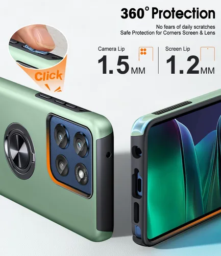 Vista 4 de JAME Funda para Moto G Stylus 2025, doble capa de protección de grado militar a prueba de golpes con soporte de anillo portátil atril, funda