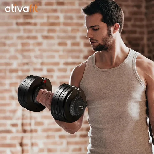 Vista 8 de ATIVAFIT Adjustable Dumbbell Set (50/66/88 LB Pair), 10–12-in-1 Free Weights with Storage Box, Quick Dial Weight System, Secure Safety Lock