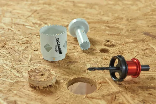 Vista 13 de Disston QUICKCORE - Juego de 13 piezas - sierras de agujero de 3/4", 7/8", 1 1/8", 1-3/8", 1-1/2", 1-3/4", 2", 2 1/8" y 2-1/2" y eje de cambio