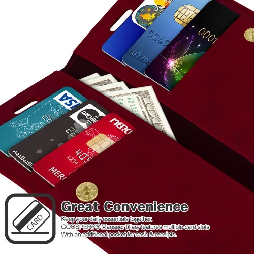 Vista 4 de GOOSPERY Mansoor - Funda para iPhone 11 Pro de 5.8 pulgadas (2019), doble ranura interior con solapa interior y ranura para tarjeta, amplio