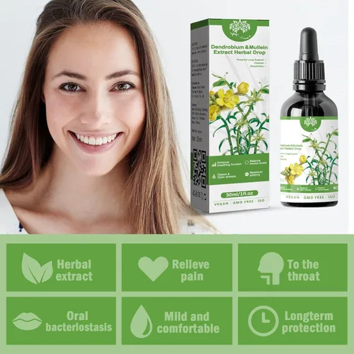 Vista 6 de Clearbreath Dendrobium & Mullein Extract – Potente apoyo pulmonar, gotas de aliento claro a base de hierbas, extracto de gordolobo de dendrobium