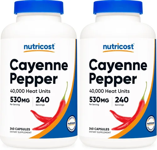 Vista 6 de Nutricost - Pimienta de Cayena 530 mg, 240 cápsulas - 40,000 unidades de calor, sin gluten, sin OMG