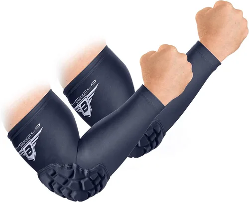 Bucwild Sports Padded Compression Elbow Arm Sleeves for Basketball, Football & Volleyball | Youth & Adult Size Pads