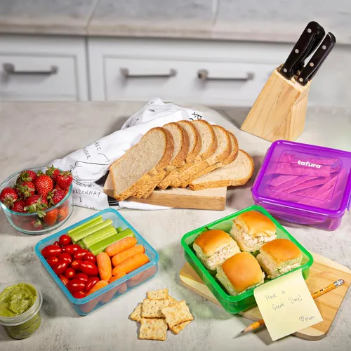 Vista 8 de Tafura 3 Pack Sandwich Containers - Reusable Lunch Containers for Fruits, Snacks, Sandwiches & Salad - BPA Free & Dishwasher Safe Containers with