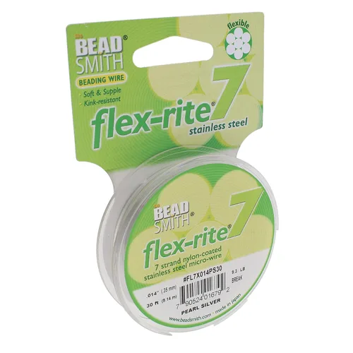 Vista 44 de The Beadsmith Flex-Rite 7 hebras de nailon recubierto de nailon, alambre de cuentas de acero inoxidable, suministro de fabricación de joyas