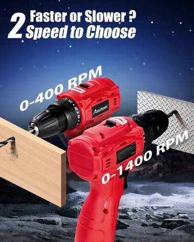 Vista 4 de AVID POWER Juego de taladro eléctrico sin escobillas, control de 2 velocidades, portabrocas sin llave de 3/8 pulgadas y 25+1 posiciones, kit