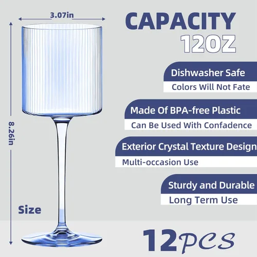 Vista 2 de Lueumxc Copas Cálices de Vino de Plástico – Copas de Vino Acrílicas de 12 onzas Origami Irrompibles Vasos de Cóctel de Plástico Transparente