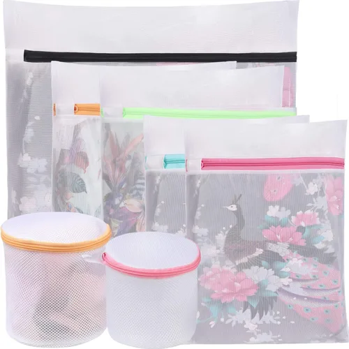 Vista 9 de BAGAIL Bolsas de lavandería de malla para lencería íntima y delicadas, 5 unidades (1XL, 2L, 2M)