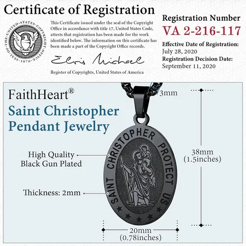 Vista 2 de FaithHeart Collar de San CristóbalJudeJosephAnthonyThomasBenedictoPatricio collar de acero inoxidable medalla de santos católicos patronos joyería