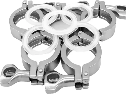 Vista 7 de Acero inoxidable 304 Single Pin Heavy Duty Tri Clamp con tuerca de ala para virola TC 1.5 "con 1 unid junta de silicona