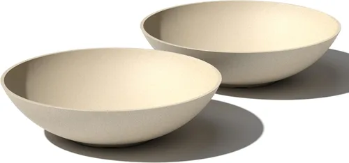 Vista 60 de Veradek Mason Series Lane Bowl Planter para mesas de interior o exterior/jardines hecho de compuesto de plástico y piedra con agujeros