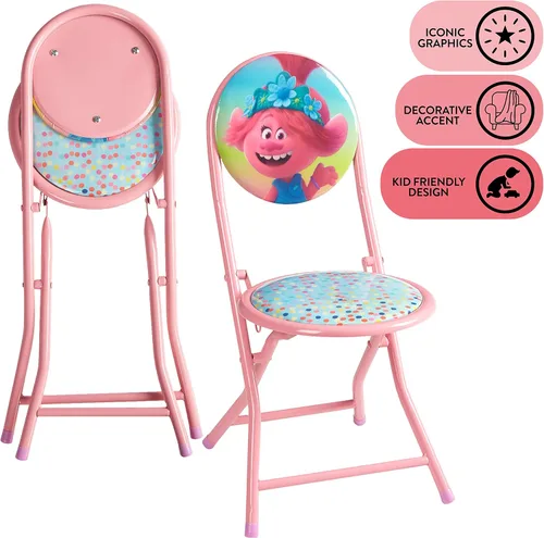 Vista 4 de DreamWorks Trolls - Juego de mesa redonda plegable de 3 piezas y sillas a partir de 3 años