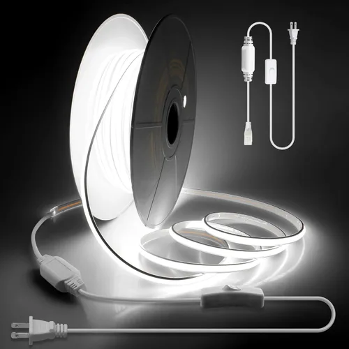 Vista 12 de Aclorol Tira de luces LED COB AC de 110 V, color blanco cálido para dormitorio, 16.4 pies, 3000 K, 120 V, enchufable, tira de luces LED