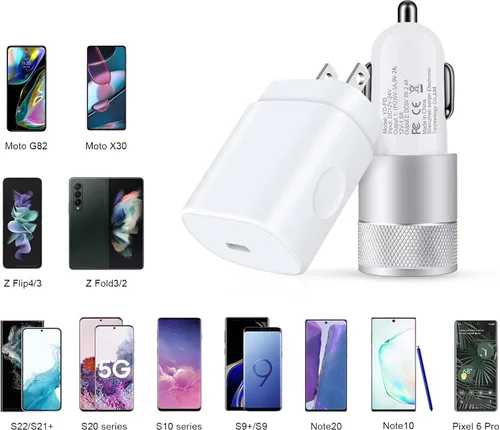 Vista 7 de Cargador súper rápido tipo C para Samsung Galaxy S26/S25 Ultra/S24 FE/A17/A16/A55/A15/Z Flip 7/6/Fold7/iPhone 17, 25W PD PPS USB C cargador de pared