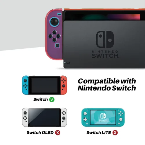 Vista 7 de TNP Dockable Case for Nintendo Switch - Clear Protective Case for Nintendo Switch and JoyCon Controller with 3 Set Thumb Grip Caps - Switch TPU
