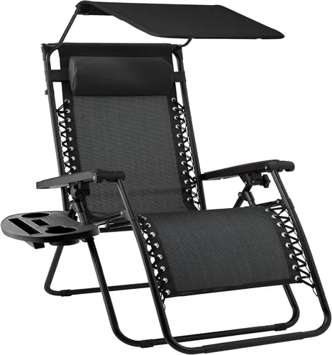 Vista 36 de Best Choice Products Silla reclinable plegable de gravedad cero para exteriores, de patio, para salón al aire libre, con toldo ajustable