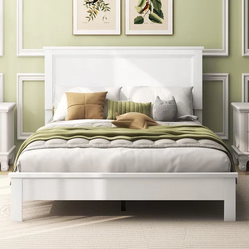 Vista 16 de Giantex Marco de cama individual de madera con cabecero, marco de cama de plataforma de mediados de siglo con patas de madera maciza y soporte