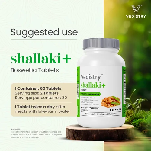 Vista 5 de Vedistry Shallaki Boswellia Serrata Suplementos de extracto de hierbas, tabletas de hierbas para el bienestar óseo y articular, apoyo articular