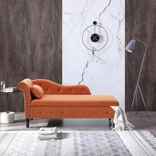 Vista 10 de Holaki Tumbona de almacenamiento de terciopelo, banco de almacenamiento para el extremo de la cama con almohada, sillón copetudo con botones