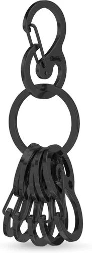 Vista 9 de KeyUnity Mosquetón de acero inoxidable, mini clips, llavero organizador para llaves, linterna, cuchillo plegable y silbatos