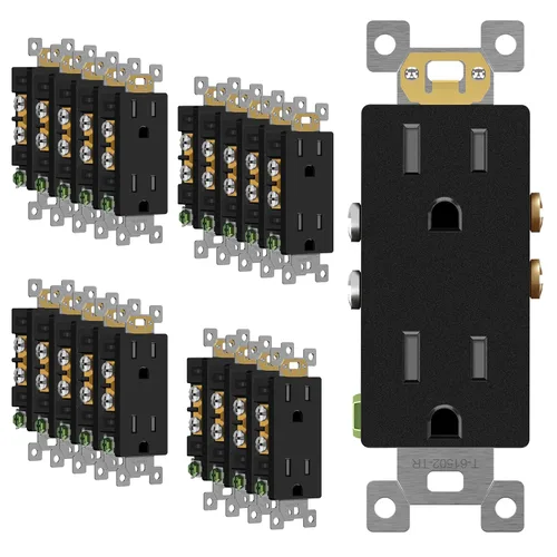 Vista 38 de ENERLITES, Silver Elite Series - Toma de corriente decorativa para niños, resistente a manipulaciones, autoconectable, 2 polos, grado residencial