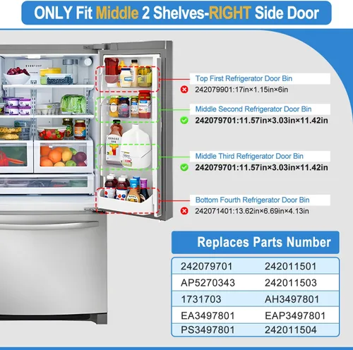 Vista 2 de MEJORADO 242079701 Repuesto de Contenedor para Puerta de Refrigerador, Compatible con Piezas de Contenedor de Estante de Puerta de Refrigerador