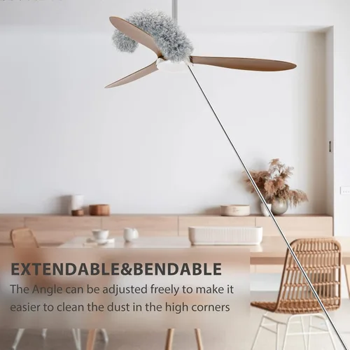 Vista 7 de BLUEELF Plumeros de microfibra para herramientas de limpieza con poste de extensión (acero inoxidable), ventilador de techo extra largo de 100