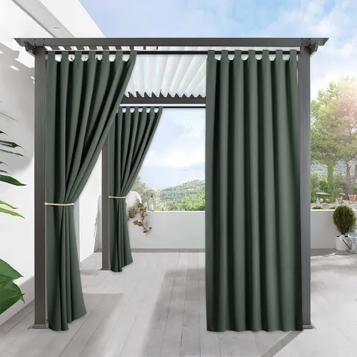 Vista 20 de RYB HOME Cortinas Impermeables para Exteriores - Bloqueo de Luz Solar Resistente al Viento Privacidad Terraza Exterior para Patio Porche Balcón