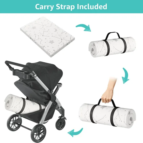 Vista 6 de YENING Cubrecolchón transpirable de 38 x 26 pulgadas, impermeable, para Pack N Play, con correa