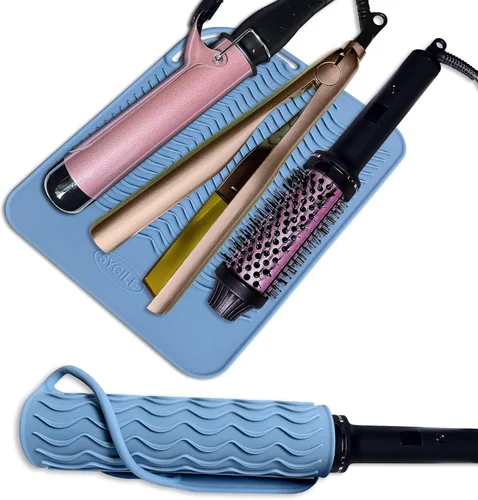Vista 13 de Alfombrilla de viaje de silicona resistente al calor de 11 x 7.5 pulgadas, almohadilla anticalor para alisadores de cabello, rizadores, planchas