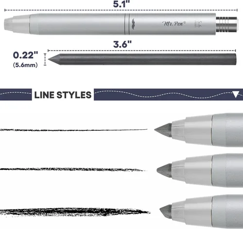 Vista 2 de Mr. Pen - Lápiz de embrague mecánico de 0.220 in, lápices de dibujo para dibujar