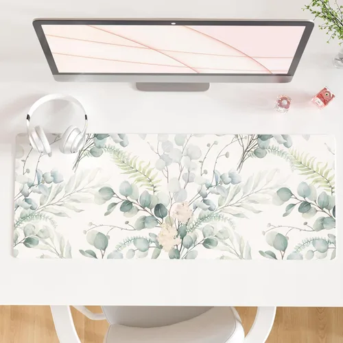 Vista 8 de QIYI - Alfombrilla grande para mouse, linda alfombrilla de escritorio rosa para computadora, alfombrilla de escritorio de piel sintética impermeable