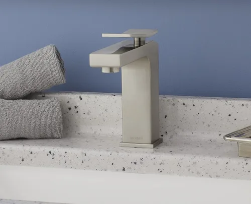 Vista 4 de Gerber Avian - Grifo de baño central de 4 pulgadas con 2 manijas con drenaje de toque de metal, bronce cepillado