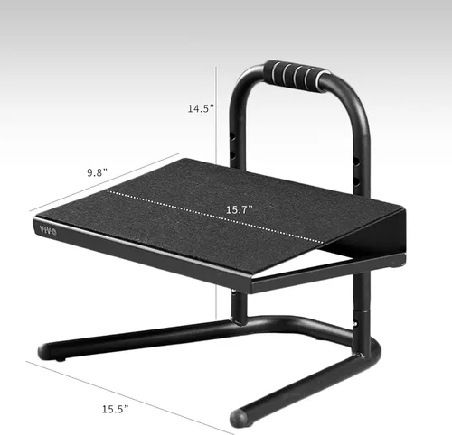 Vista 3 de VIVO Reposapiés ergonómico ajustable en altura con plataforma de alivio, taburete elevado para estación de trabajo cómoda de sentarse a pararse