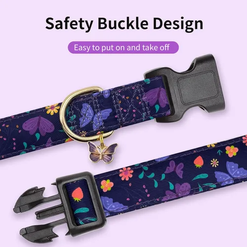 Vista 3 de Collares para perros con hebilla ajustable para perros lindos, niñas y niños, collar especial suave y elegante para mascotas con diseño de flores