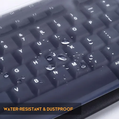 Vista 6 de Universal Clear Impermeable Anti-polvo Silicona Protector de Teclado Cubierta para PC de Tamaño Estándar Computadora Teclados de Escritorio