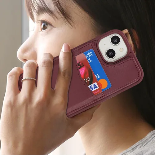 Vista 6 de SailorTech Funda para iPhone 11 con tarjetero, funda tipo cartera para iPhone 11 para mujeres y hombres con protección de piel MagSafe