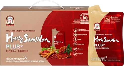 Vista 11 de JUNG KWAN JANG Hong Sam Won Delight - Té de ginseng rojo coreano, bebida energética de hierbas con lima, azufaifa, jengibre, 3 vitaminas y 9