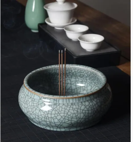 Vista 5 de Incense Holder Celadon Incense Burner Ceramic Large Incense Burner Household Plate Incense Sandalwood Tower Incense Living Room Incense Cone Holder