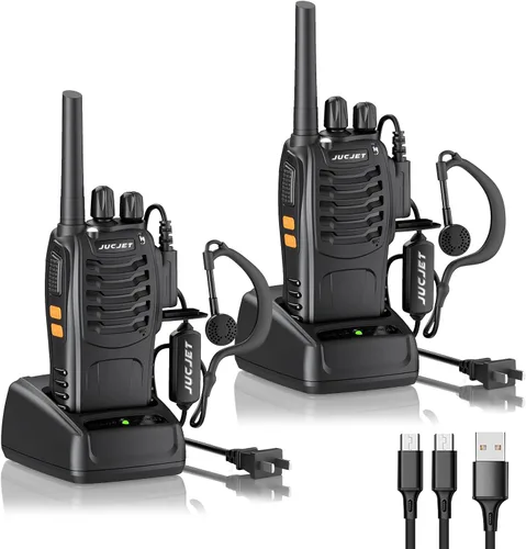 Walkie Talkies Radio bidireccional de 16 canales con auriculares originales, radios de 2 vías, transceptor de mano UHF Walky Talky, con cable de