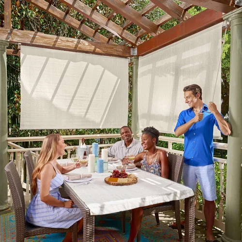 Vista 7 de Coolaroo Persiana Enrollable para Exteriores con Varilla - 90% de Bloqueo UV Transpirable Sombra Filtrante de Luz para Patio o Porche, Resistente a