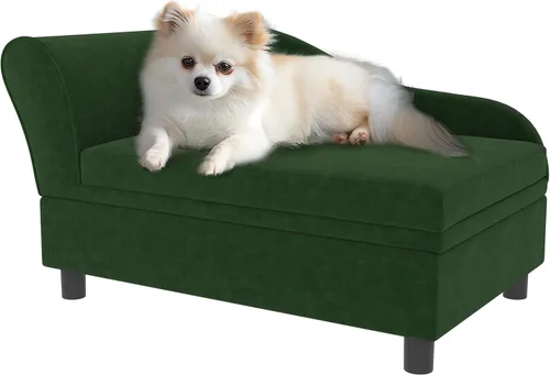 Vista 13 de PawHut Sofá cama de lujo para perros con almacenamiento oculto, sofá cama pequeño para perros con espuma suave de 2 pulgadas, muebles modernos