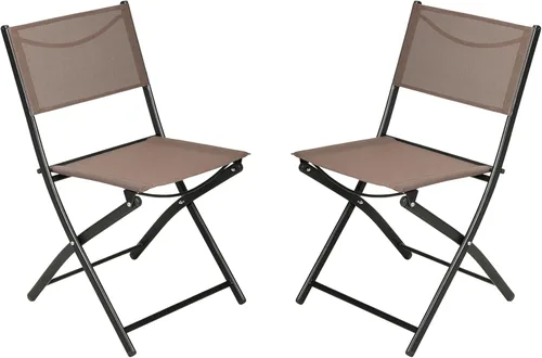 Flash Furniture Brazos - Sillas plegables comerciales para interiores y exteriores, respaldos/asientos Flex Comfort, marcos de metal, diseño Marrón