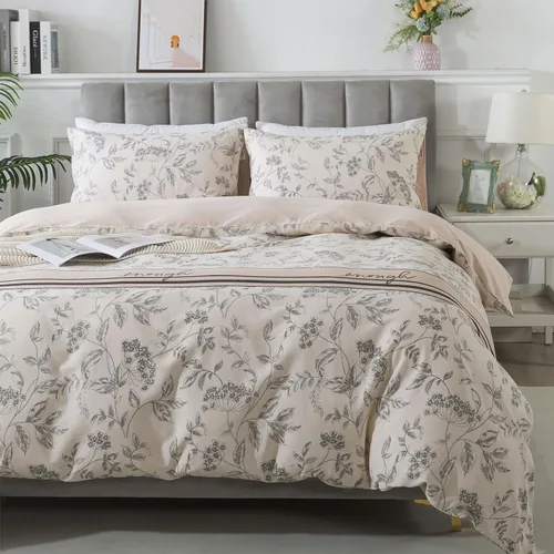 Vista 34 de FADFAY Juego de funda de edredón floral, tamaño completo, 100 % algodón, diseño de rosas y flores, funda de edredón azul, ropa de cama vintage