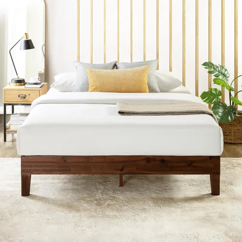 Vista 16 de Mellow Naturalista Classic - Cama de plataforma de madera maciza de 12 pulgadas con listones de madera, no necesita somier, fácil montaje